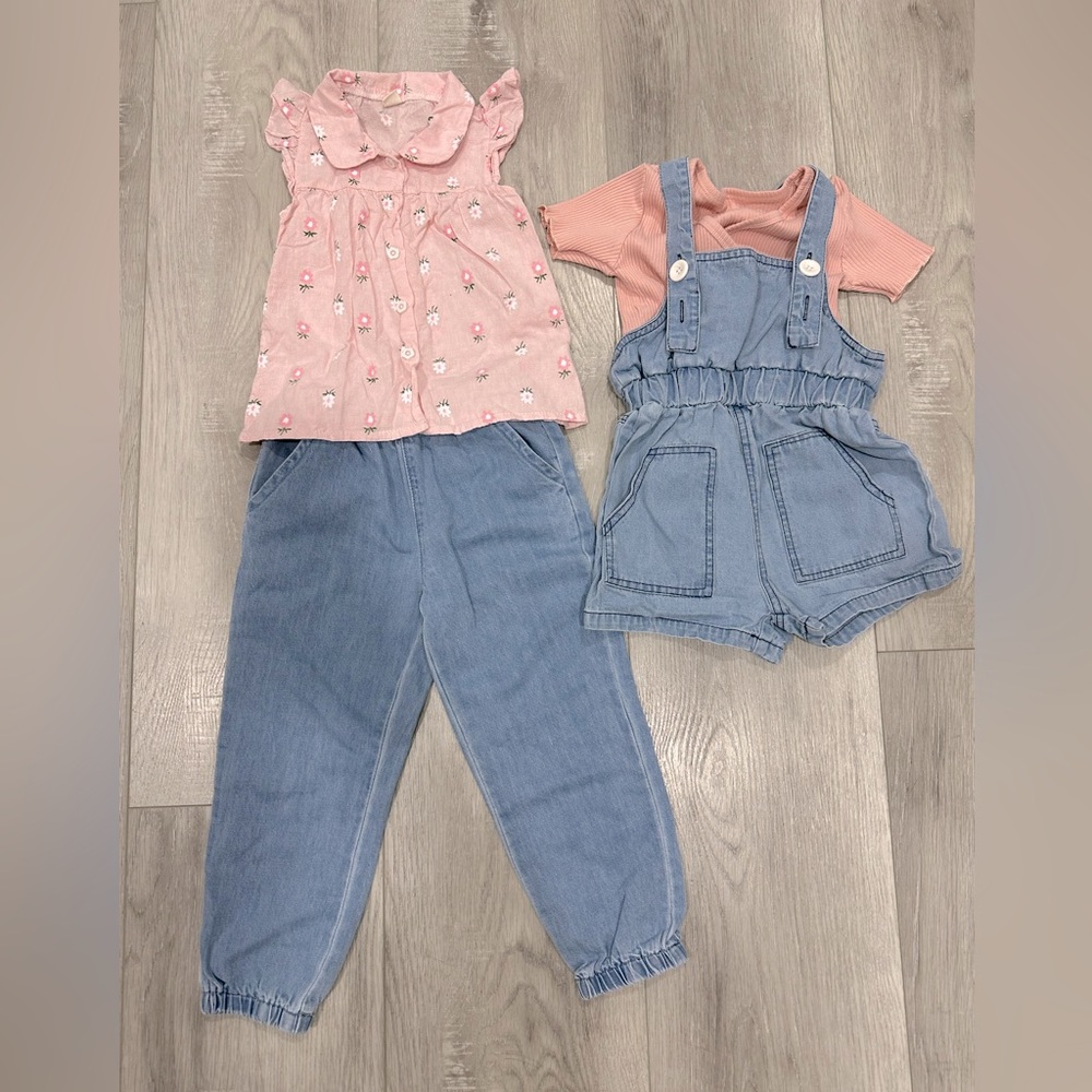Denim romper joggers set bundle